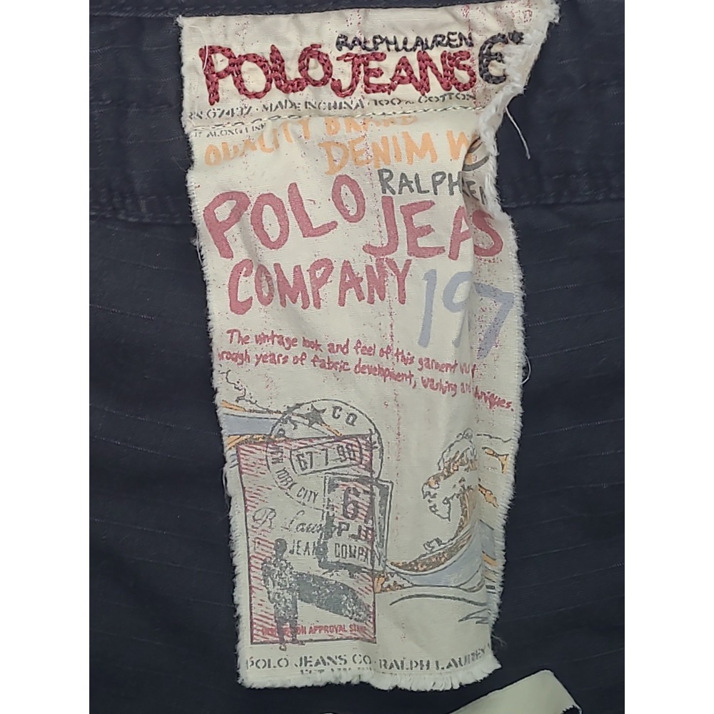 Vtg Polo Jeans Ralph Lauren Womens Sz 8 Black‎ Cargo Rip Stop Utility Pocket - Picture 4 of 14